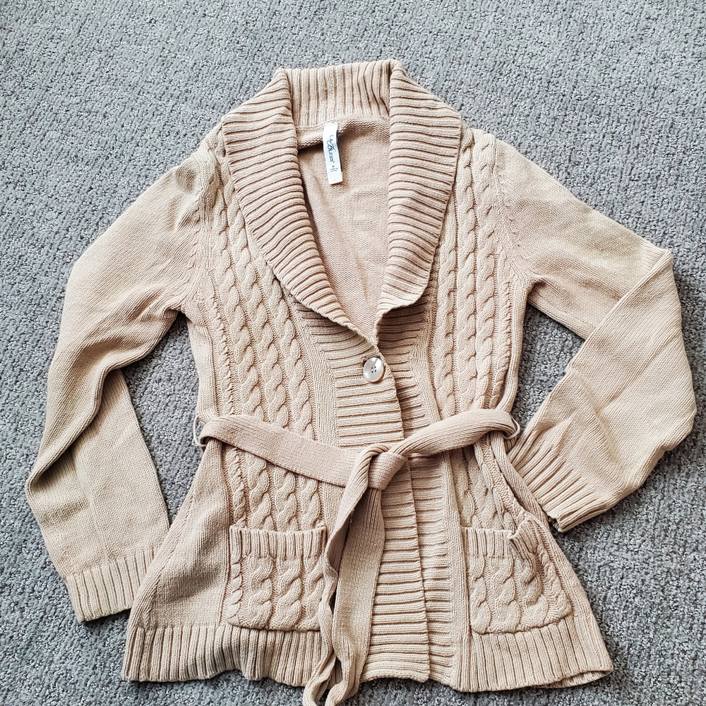 Vintage Y2K belted cardigan sweater, juniors size M